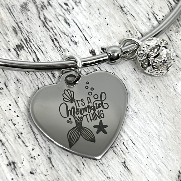 Handmade Silver Mermaid Charm Bracelet with Blue Accents - Picture 7 of 7